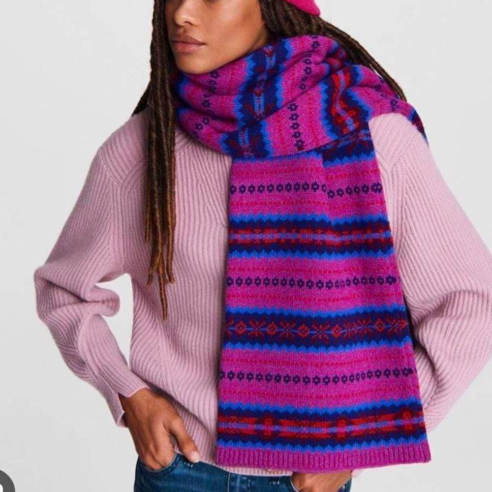 NWT RAG & BONE
FAIR ISLE WOOL SCARF - PURPLE MULTI